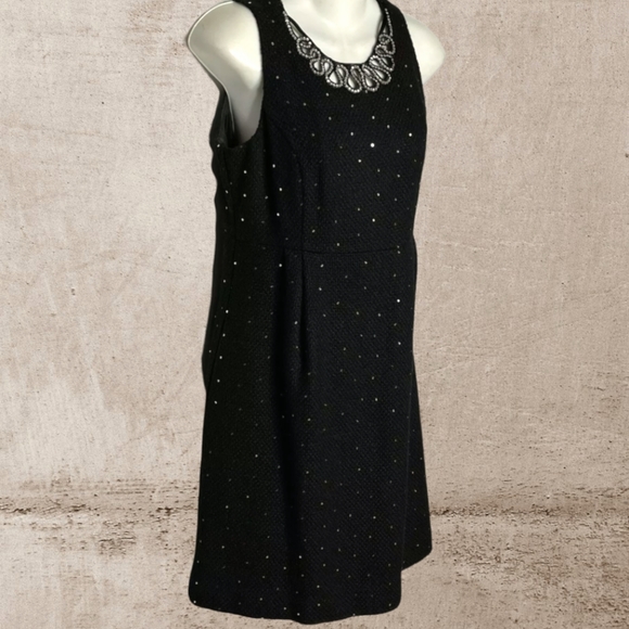 INC Black Tweed Vintage Glamour Sequin Embellished Wool Dress - Picture 5 of 9